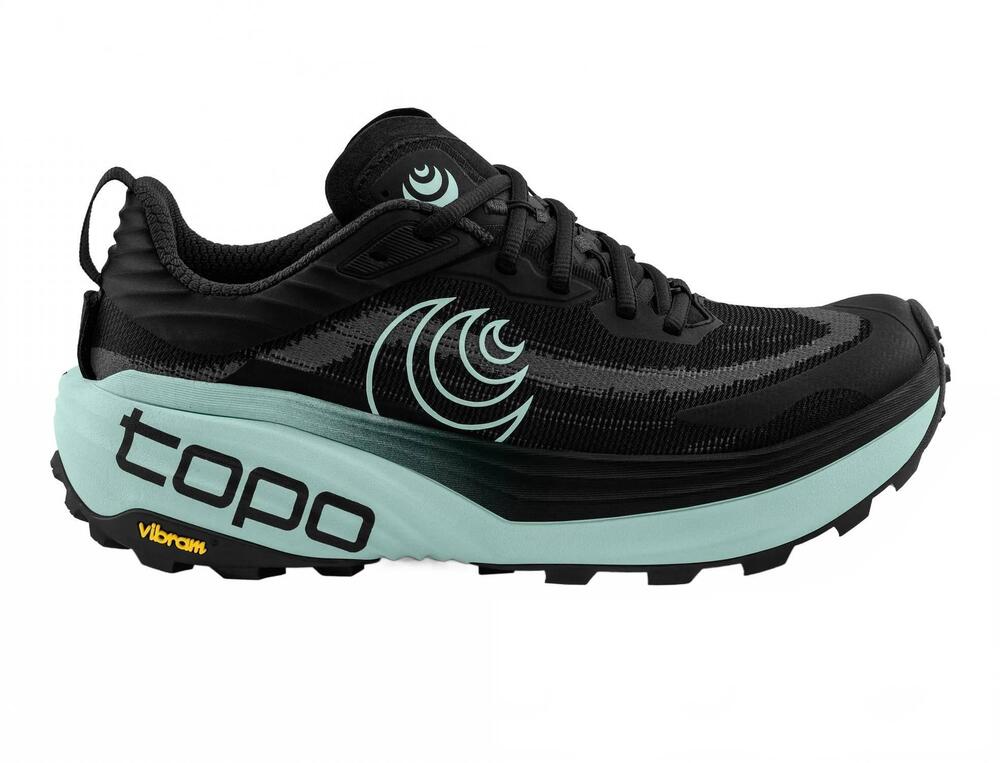NEW TOPO ATHLETIC women's vista trail running shoes in black/mint